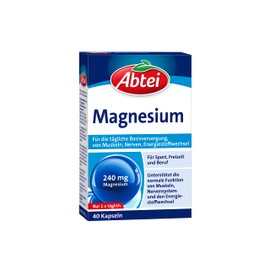 Abtei Magnesium - for sports, leisure and work - for daily basic supply with magnesium for muscle and nerve function - with 240 mg magnesium - 1 x 40 capsules