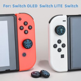 DLseego Switch Thumb Grips,Cool Switch Joystick Cover Anti-Slip Analog Stick Cap Cover,4PCS Thumb Grip Caps Compatible with Switch/Switch OLED/Switch Lite,Blue-Black