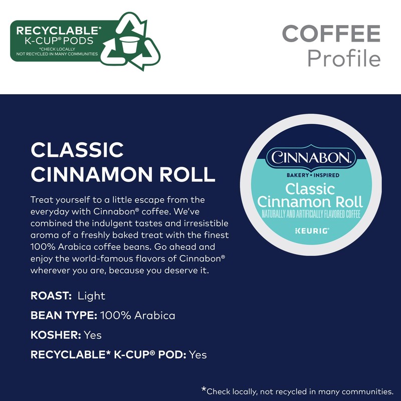 Cinnabon Classic Cinnamon Roll Coffee, Keurig Single Serve K-Cup Pods,