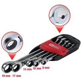 KS Tools 503.5205 Ratchet Combination Wrench Set, 5 Pieces