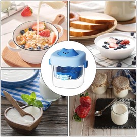 Greek Yogurt Strainer with Lid, Ultra Fine Mesh Yogurt Strainer, Whey Separation, Makes Thick Creamy Greek Yogurt or Coconut Milk Yogurt in Small Batches (15.87oz), 6.1*5.04*6.49 Inches, Clear Blue