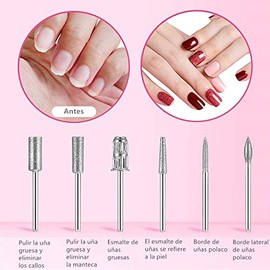 Torno para Uñas, Lima de Uñas Eléctrica, 11 en 1 Taladro de Uñas Eléctrico Profesional, 20,000 RPM Velocidad Ajustable Torno Portátil para Uñas, Manicura y Pedicura, Rosa