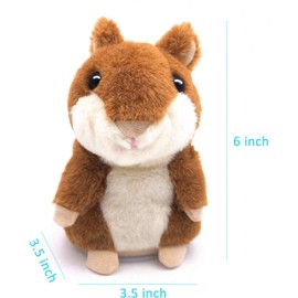 Talking Hamster, Repeats What You Say Plush Animal Toy Electronic Hamster Mouse for Boys, Girls & Baby Gift
