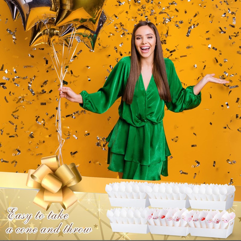 6 Set Wedding Confetti Cone Holder Box Each Includes 30