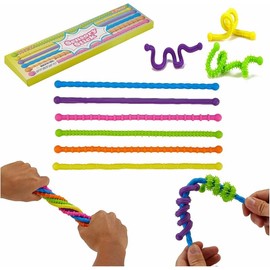 Fidget Toys Sensory Stick Set 6 Pack with Stretchy Textured Design Calming Stress Relief Tools For Quiet Classroom Play and Travel Essentials