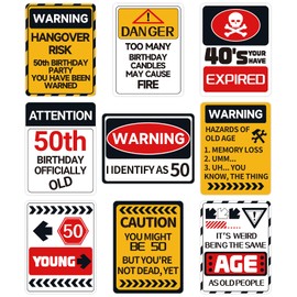 HOMANGA 50th Birthday Decorations, 9Pcs 50 Birthday Wall Decorations for Men Women, 50 Years Old Decorations Signs Table Centerpieces, 50th Birthday Party Garden Yard Decor Signs