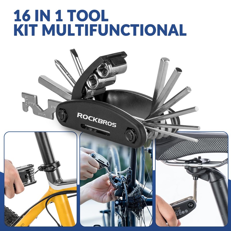 ROCKBROS Bicycle Saddle Bag + 16 in 1 Multifunctional Tool