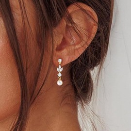 Pearl Earrings for Women Wedding Earrings Rhinestone Dangle Earring Bridesmaid Earring Pearl Jewelry Gift Wedding Bride Jewelry Accessories for Women Trendy 2025