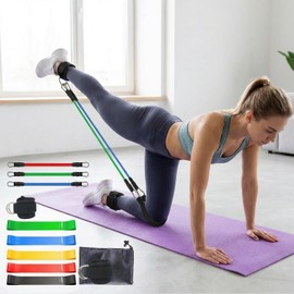 Resistance Bands Set, Ankle Resistance Band with Cuffs & Glute Exercise Band, Weight Bands for Working Out - Home Gym Workout Equipment, Booty Building, Pilates, Rehab, Physical Therapy