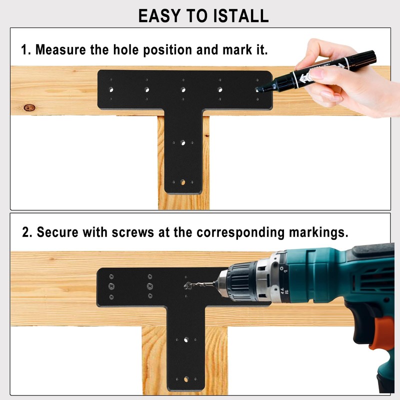 T Post Bracket 2PCS, T Flat Mending Plate for Wood