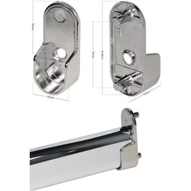 36-Inch Long Premium Polished Chrome Steel Oval Wardrobe Tube Closet Rod with Two End Caps and Installation Screws (3)