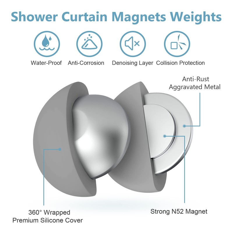 VANZAVANZU 5 Pairs Shower Curtain Weights, Silicone Wrapped Magnets, Heavy