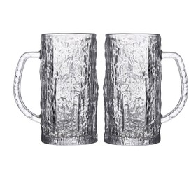 DZGUAI Pub Beer Glass - 485ML, Set of 2, Beer Glass Gift Set, Large Beer Mugs, Premium Glassware,Glacier Pattern Glass Cups