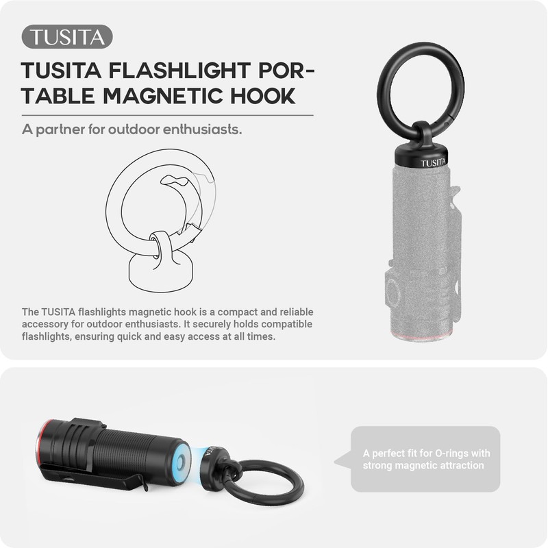 TUSITA Portable Magnetic Hook Compatible with Olight NEBO Flashlights, 2-Pack