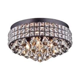 Jolie Iron Shade Crystal Flush Mount Chandelier