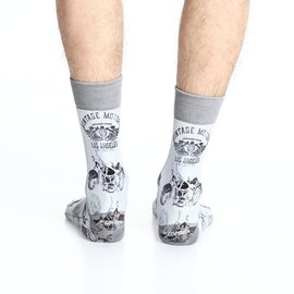 Wigglesteps Men's Calf Length Socks, Vintage Motors Grey