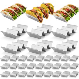 Taco Holder 36 Packs - Stainless Steel Taco Holders Set of 36 by GEIKR, Oven & Dishwasher & Grill Safe Taco Trays, Each Metal Taco Stands for 3 Tacos, Stylish Taco Rack with Handles