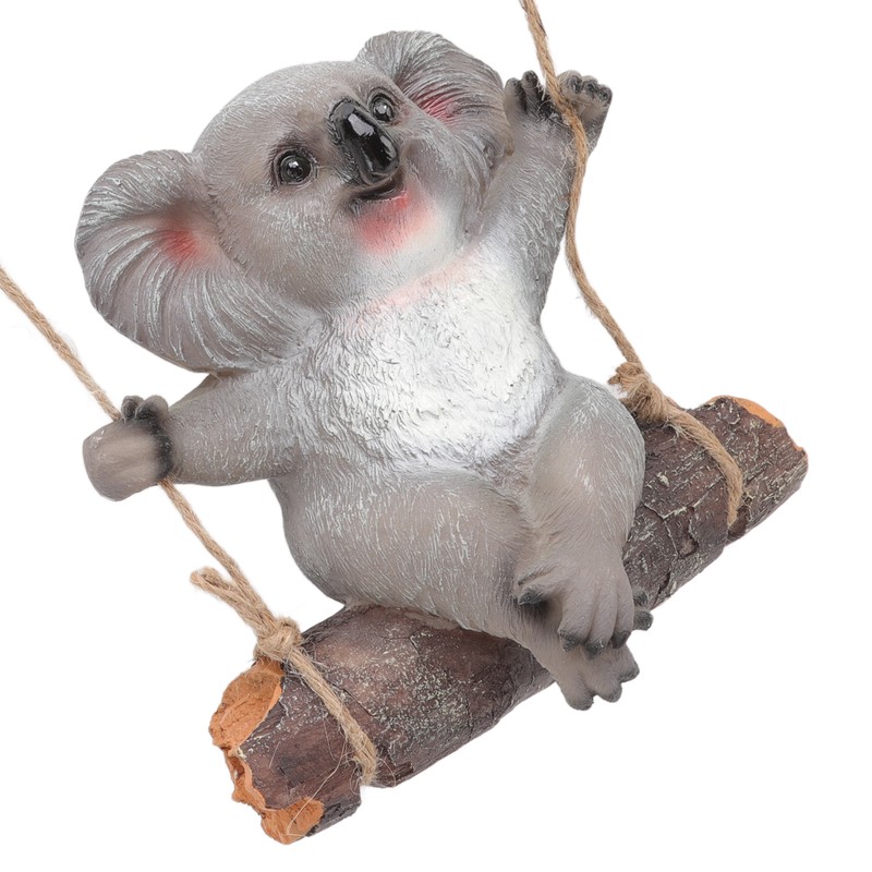 Swing Koala Sculpture Cartoon Synthetic Resin Animal Statues Decoration for