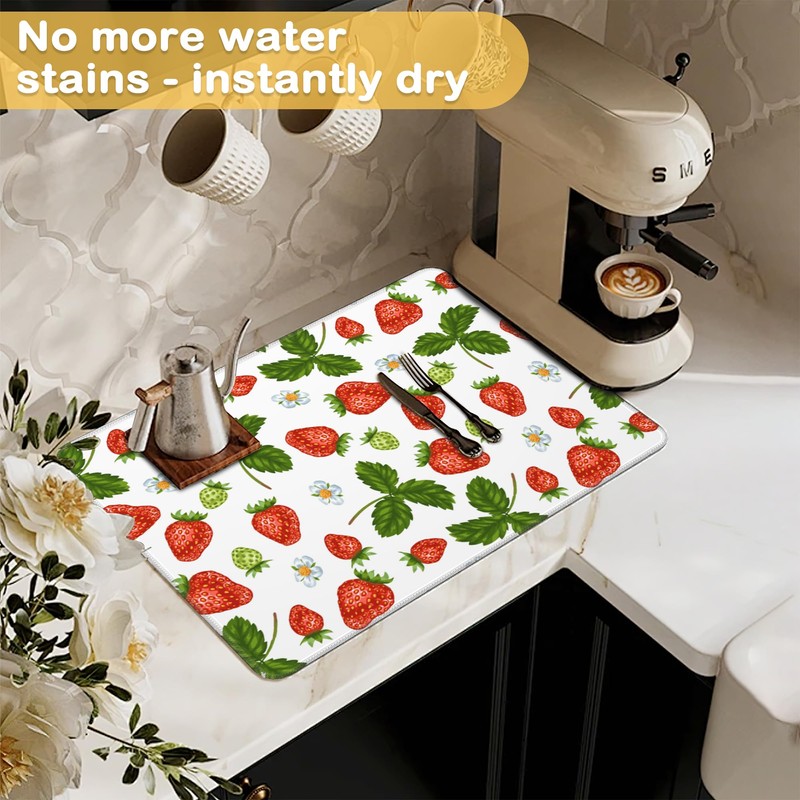 Stove Top Cover for Electric Stove，Christmas Kitchen Decor Red Strawberries