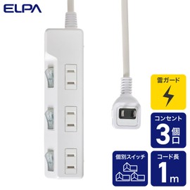 ELPA WLK-31S(W) AC 125V 15A Tap with Lightning Resistant SW 3 Piece LED Lamp Specifications Independent Switch with Lightning Resistant Surge to Protect Connected Devices from Lightning
