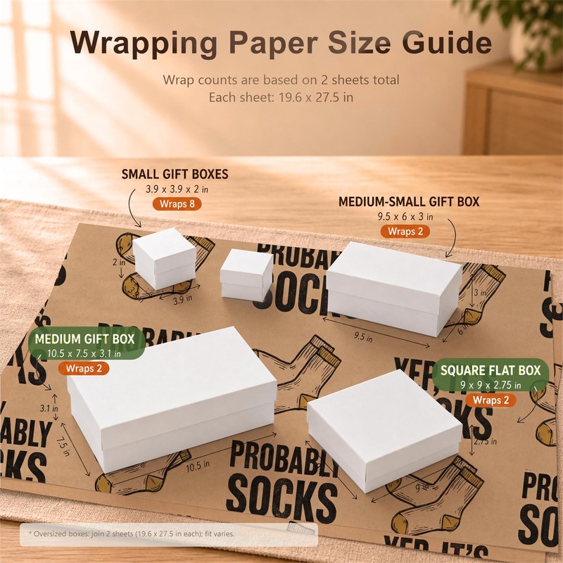 SHSEEN Probably Socks Funny Wrapping Paper, 19.6 x 27.5 in,
