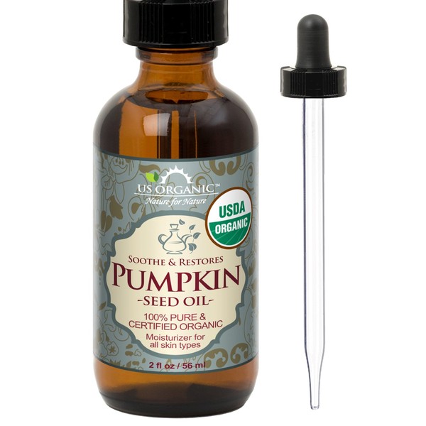 US Organic Pumpkin Seed Oil, USDA Certified Organic, Pure, Natural, Cold Pressed Virgin, Unrefined in Amber Glass Bottle w/Glass Eyedropper (Small (2 oz, 56 ml))