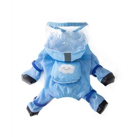 Raincoat for Dogs, Transparent Cap, 4 Legs, Compatible with Rainy Season, Includes Reflective Tape with D-Rings, Waterproof, Windproof, Pet Rainwear, Dog Clothes, Small Dogs, Medium Dogs, Breathable,