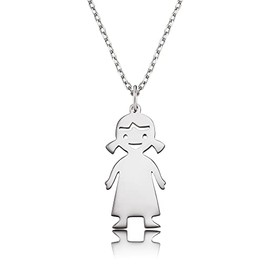 Engelsrufer My Girl Necklace with Pendant for Women Rhodium plated 925 Sterling Silver Size 22 mm