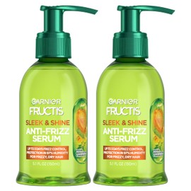 Garnier Fructis Sleek & Shine Anti-Frizz Serum for Frizzy, Dry Hair, Argan Oil, 5.1 Fl Oz, 2 Count (Packaging May Vary)