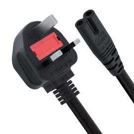 Wirafix Figure 8 Power Lead, IEC 60320 C7 Power Cable with 13A Fused, Compliant with BS-1363 Standard, 5.9ft(1.8m) 2 Pin Power Cable Compatible with Mainstream Printer Monitor and More, Black