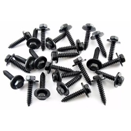 Online Auto Supply Ford Black Trim Screws- M4.2 x 20mm Long- 7mm Hex- 12mm washer- 25 screws- #224