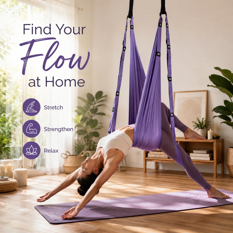 Aerial Yoga Stretch Strap for Home Fitness – Purple Nylon