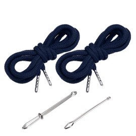 PATIKIL Drawstring Cords 130cm / 51 Inch, 2pcs Replacement Draw Strings with 2pcs Easy Threaders for Shorts Pants Jackets Coats Sweatpants Hoodie, Navy Blue
