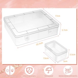 Small Clear Box Bead Storage Plastic Containers with Lid 12 Pcs Compartments Boxes for DIY Art Craft Beads Mini Seeds Jewellery Screw Button Small Items (22.5 * 17 * 5.7CM)