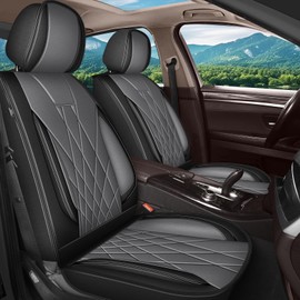 JIAMAOXIN Full Set Car Seat Covers, 5 Seats Fuax Leather Seat Covers for Buick Encore GX 2020-2025 (5 Seats Full Set, Black & Grey)