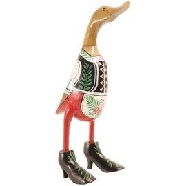 Brave Wings Hand Carved Wooden Bamboo Duck ~ In Dutch Traditional Dress 38cm High ~ Ornament Sculpture Figurine Statue Unique Table Decoration Home Decor ~ 2959