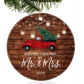 Hiagkmet Our First Christmas as Mr Mrs Ornaments 2024,Christmas Wedding Decoration Gift for Couple Married Newlyweds,Family Christmas Ornaments Ceramic Ornament,Christmas Tree Ornament 2024