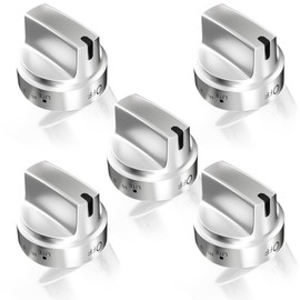 KEIFI Stainless Steel Stove Knob Replacements for GE Gas Stove Knobs, Pack of 5, Silver