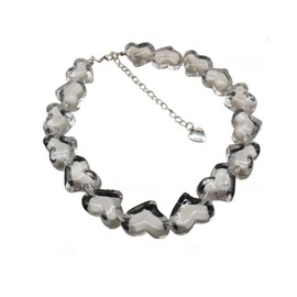 Caiyao Colorful Acrylic Love Heart Beaded Choker Necklace for Women Friends Gifts Valentine's Day Jewelry-White