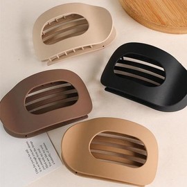 4 PCS Mixed Colour Flat Hair Claw Clips, Curved Design Flat Hair Clips, Lightweight Non-Slip Solid Colour Hairs Clip, for Women and Girls, Lying, Daily Styling Gifts, Thick Thin Curly