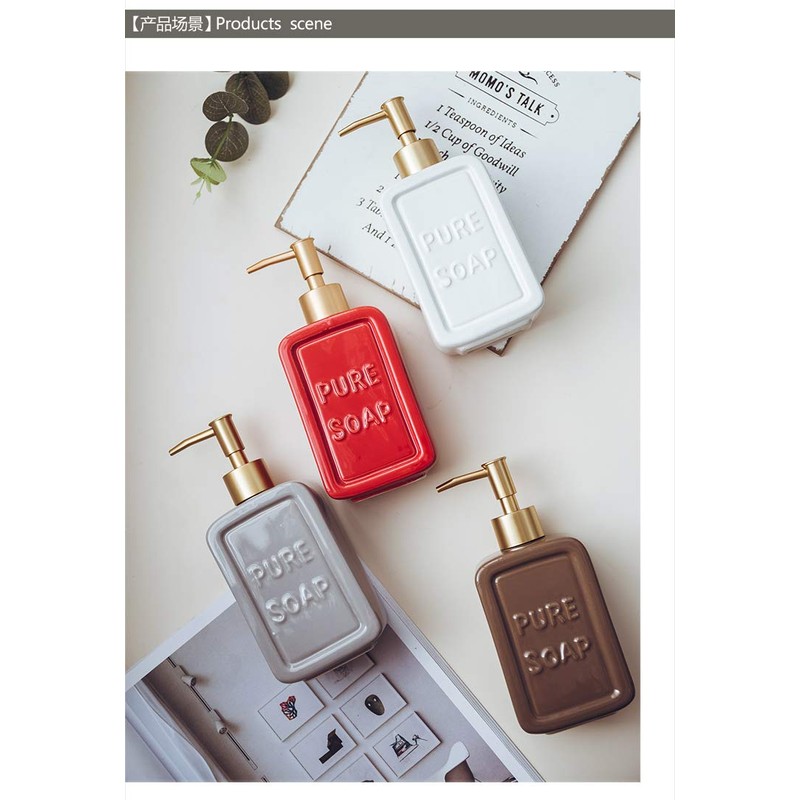 Red Ceramics Retro Soap Dispenser Soap Bottle Lotion Bottle with