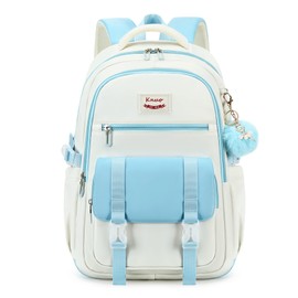 KIDNUO School Backpack for Teen Girls College Backpacks for Women Students Bookbag Large 15.6 Inch Laptop Bags Kids Kindergarten Elementary Middle School Bag Anti Theft Daypack Travel Back Pack Blue