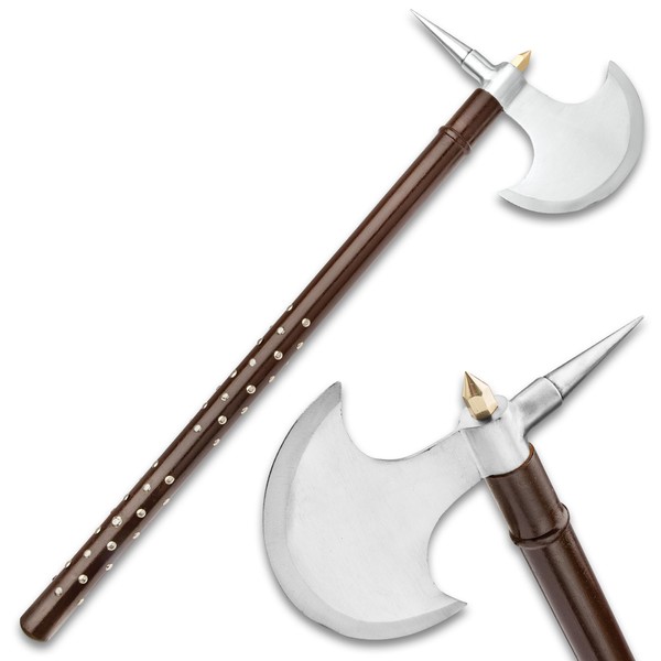 Roman Spiked Battle Axe | 10" Carbon Steel Crescent Head
