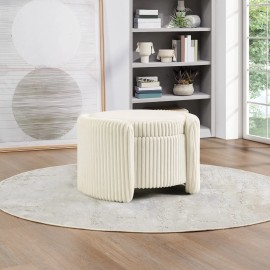 OSP Home Furnishings Sable Storage Ottoman with Mango wood Flip Top and White Fabric