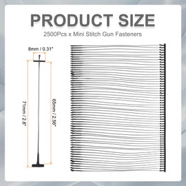 sourcing map 2500Pcs Mini Stitch Gun Fasteners, 65mm/2.56" Micro Fasteners Stitch Gun Refill Quick Clothing Fixer for Clothing Fine Stitch Tag Gun, Black