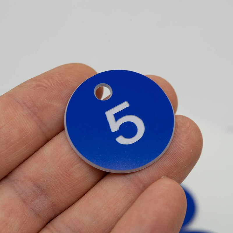 Blue Plastic Engraved Number Plates without Key Rings 1-100