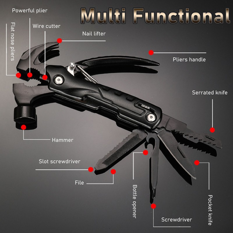 Multifunctional Hammer Portable High Carbon Steel Multitool Hammer for Car