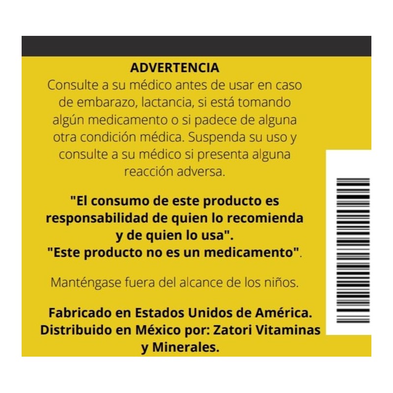 Zatori Gluconato Zinc Máxima Potencia Suministro 100 Días