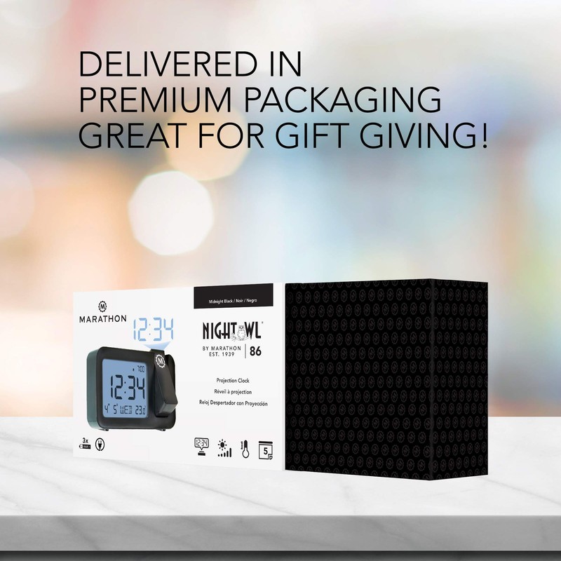 MARATHON Projection Clock with Large Display and Backlight