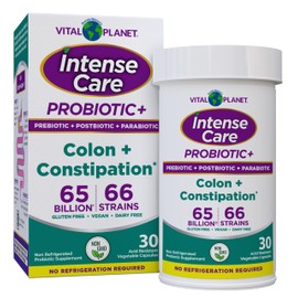Vital Planet - Intense Care Colon & Constipation Probiotics Plus Organic Prebiotics, Postbiotics, Parabiotics, Complete 4-in-1 Health Supplement for Adults, 65 Billion CFU, 66 Strains, 30 ct